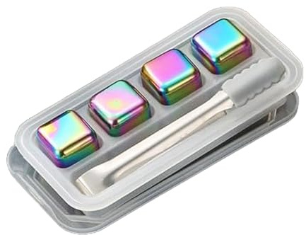 4/6/8 Steel Cooling Stone Ice Cubes With Tongs Reusable Liquor Chiller Keep Drink Cold Without Watering Down Beverages Chilling Stone For Cocktails