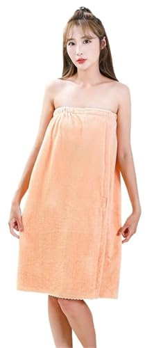 UJEDFHV Sauna Towel Gonna da bagno da donna in velluto corallo super morbida e assorbente con elastico ad asciugatura rapida, telo da spiaggia avvolgente a metà corpo(Caramel)