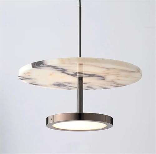 Lampada a Sospensione Rotonda Nera di Lusso in Pietra Naturale, lampadario a LED per Camera da Letto, Comodino, Soggiorno, casa, luci sospese, Illuminazione Moderna