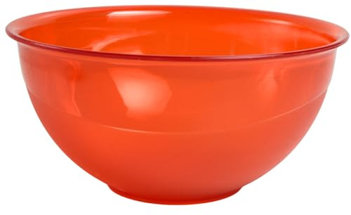 Large Plastic Bowl – BPA-Free, Food-Safe, Durable & Glossy – Ideal for Salads, Fruits, Vegetables, Parties, and Family Meals – Colorful Kitchen Serving Bowl (1, Orange)