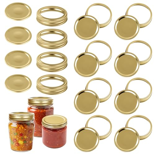 KIPTVO 12pcs Round Glass Jam Jars Jar Covers Replacement lids for jam Glass Jars with Air Tight Twist Lids Reusable Canning Storage Jar for Preserves Candle Making
