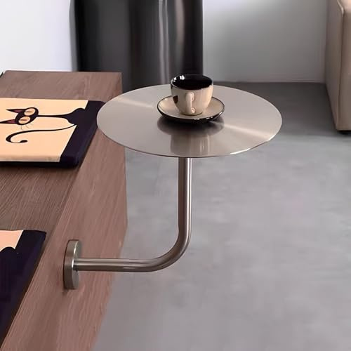 Wall Mounted Coffee Shop Small Round Table, Stainless Steel，Wall Mounted Desk, Floating Tables，35cm40cm Easy to Assemble(35cm)
