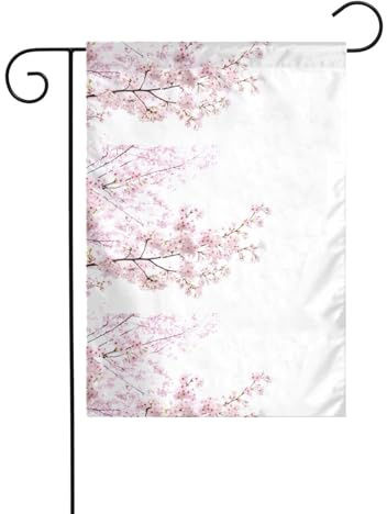 Garden flag 12x18in YYHHAOFA Cherry Blossoms Tree Pattern garden decoration thick wrinkle-resistant for outdoor garden lawn terrace