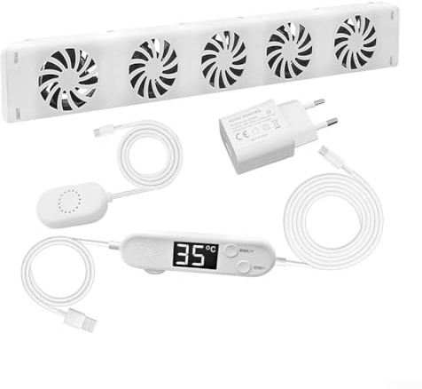 Heizkörper Ventilator, Smart Heizkörperverstärker mit Regler mit intelligenten Thermostaten, Heizkörperlüfter mit 5 Lüfter, Effizienz der Heizung und Sparen-Energie, Geräuscharm(MXRV-25-201)