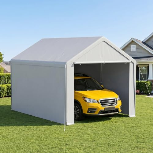 XMTECH Garagenzelt 3x4 m Winterfest, Stabil Zeltgarage Carport, Wetterfest Auto Zelt Garage mit Sonne Regen Schnee Schutz, Geräteschuppen Lagerzelt für SUV LKW, Gartenlager & Feier, Grau