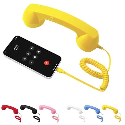 Auricular de Teléfono Retro Mejorado 2026, Auricular de Teléfono Retro con Cable Tipo-C, Receptor de Teléfono Móvil Clásico con Cable Enchufable de Mano, Atrezzo de Estilo Años 90 para Fotos, para