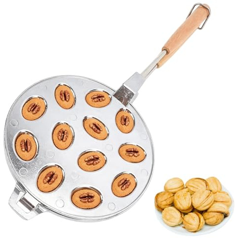 Stampo per Biscotti in Noce, Rivestimento Antiaderente in Lega di Alluminio 12 Noci Oreshki Stampo per Noci per Torte Uova Waffle Biscotti Pasticceria (Argento)