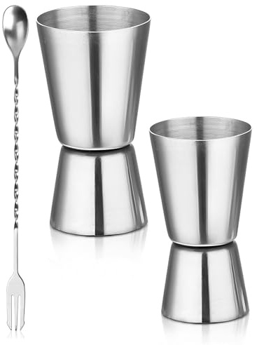 MYGLOAR Vaso medidor de cóctel de dos piezas, vaso medidor de acero inoxidable para bar, vaso medidor doble para ginebra, para licor de 40 ml y 50 ml, de cóctel con escala precisa, para bar en casa