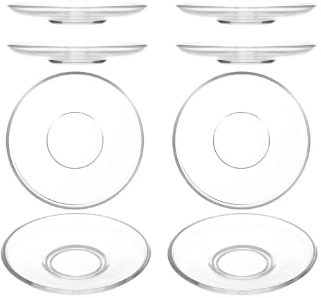 Gadpiparty Piattini Rotondi Design Set 8 in Vetro Trasparente Superficie Facile da Pulire per Tazze da Tè e Caffè per Riunioni e Picnic All'aperto