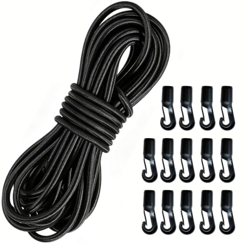 Gummiseil 8mm x 10m Expanderseil mit 14 Fester Haken, gummiseil für anhängerplane Gummischnur, gummiseil elastische gummischnur für Segeln, Anhängerplane, Camping Planenseil