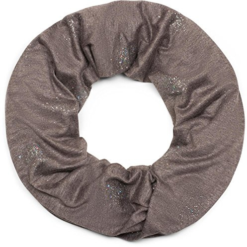 styleBREAKER Loop Schal mit Glitzer und Pailletten Punkte, Schlauchschal, Tuch, Damen 01017075, Farbe:Braun meliert