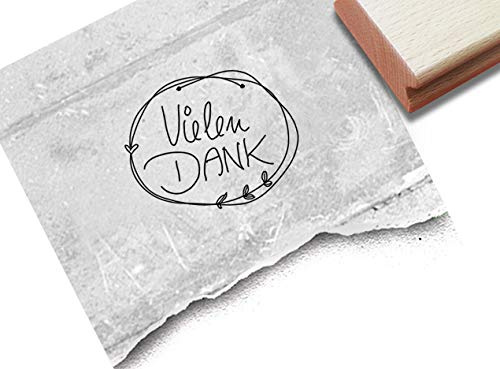 Stempel Textstempel VIELEN Dank in Handschrift - 2 Größen - Schriftstempel Dankeschön, Karten Geschenkanhänger Geschenk Basteln Deko - zAcheR-fineT (klein ca. 20 x 25 mm)