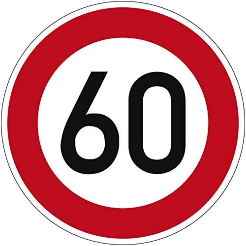 Señal de tráfico Velocidad máxima permitida 60 N° 274-60 | Ø 420 mm, aluminio 2 mm, RA1 | Señal de tráfico original según StVO con marca de calidad RAL | Dreifke