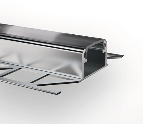 INNOVATE LED Fliesenprofil mit Diffusor I T-Profil 2m Silber-Milchig | Fliesenschiene Dusche LED Streifen 2m I Kantenschutz Fliesen Küche I Indirekte Beleuchtung Badezimmer Duschnische