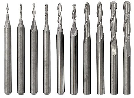 Schaftfräser-Sets, 10 Stück, Hartmetall, Wolfram, CNC-Fräser, Schaftdurchmesser 1 mm, 1,5 mm, 2,0 mm, 2,5 mm, 3,175 mm, zum Fräsen, Schruppen, Aushöhlen, 3D-Formierung