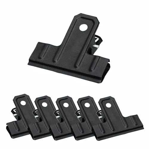 6 Stück schwarze große Bulldoggen-Klammern, Bulldoggen-Scharnier-Clips, Binder-Clips, Datei-Geld-Klemmen für Fotos, Papiere, Lebensmittel-Tüten, Kunst und Handwerk, Büro, Schule und Küche (77 mm)