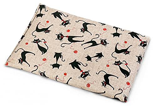 Linfrökudde 30 x 20 cm, kattmimi – som värmekudde och köldkudde – kornkudde för mikrovågsugn och ugn – 30 x 20 cm