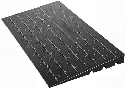 VEVOR 3 Rise Rubber Threshold Ramp, 3 Channels Cord Cover Door Ramp, No-Slip Surface, 2200 Lbs Load Capacity Rubber Ramp for for Home Doorways Driveways Curb Home Steps, 41.8 L x 24 W x 3 H, 53lbs