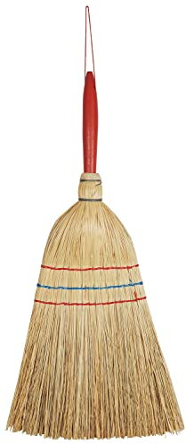 cleanling, Reisstrohhandfeger, KURZ, Brosse, Handfeger, Handbesen, roter Stiel, Länge 47cm, Breite 18cm, extra voll, Reisstroh - Handfeger, 47x18x5cm; 1 Stück