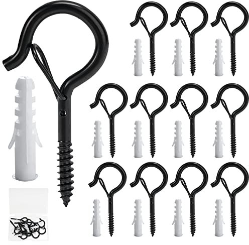 12 Pezzi Ganci Avvitabili Ganci Q-Hanger Neri,Ganci a Vite per Soffitto Occhielli a Vite Ganci Magnetici Forti Gancio per Soffitto,Gancio Soffitto Ganci Antiruggine Montati