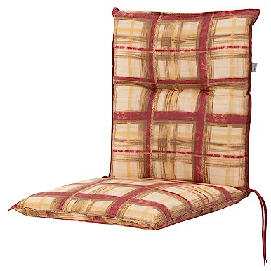 Doppler / Niederlehner Classic / 6er-Set/Gartenstuhlauflage/Niederlehner/Beige Rot kariert/ca. 100 x 48 x 6 cm