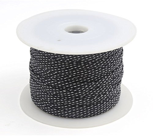 Ruilogod 100M x 7mm Car Audio polyester tressé gainer Câble Fil Blanc Noir