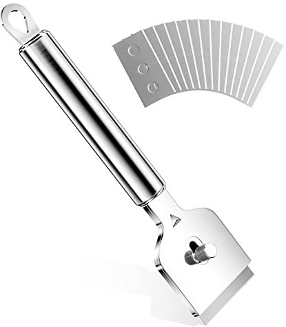 Relota Raschietto Vetro Piano Induzione con 14 Lame di Ricambio, Multifunzionale Raschietto Vetroceramica Professionale, per Pulizia Ceramica, Forno, Piano a Induzione, Piastrelle, Pavimento