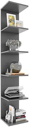 VCM Holzregal hängend | platzsparendes Regal | Maße: H. 180 x B. 35 x T. 30 cm | Elegantes Regal hängend | Aufbewahrungsregal | Bücherregal | Wandboard - Lazas