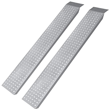 Aufun rutschfeste Auffahrrampe, 2 Stück Verladerampen 160 x 23 cm Silber | Antirutsch Laderampe bis zu 400 kg belastbar aus verzinktem Stahl für Anhänger, Motorrad, ATV & Quad