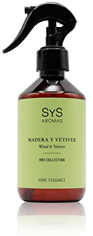 SYS Aromas Ambientador Pulverizador Madera y Vetiver 1991 - Spray Concentrado - Aroma Amaderado y Cítrico - Fragancia Duradera, Elimina Olores - Ideal para Hogar, Oficina, Baño - 300 ml