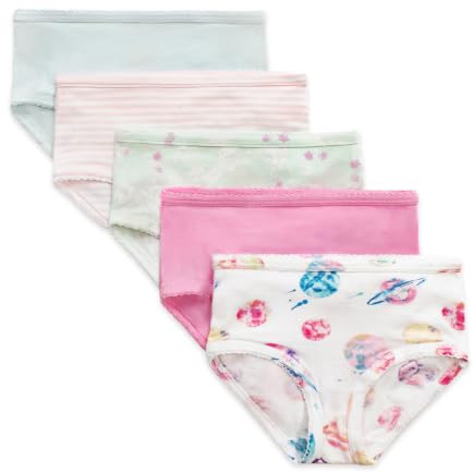 Burt's Bees Baby Girls' Organic Cotton Brief Underwear, 5-Pack