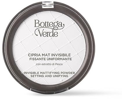 Bottega Verde - Cipria Mat Invisibile, Fissante, Uniformante, 8,5g | Con Estratto di Pesca, Per un Make-up di Perfezione Anti-lucidità