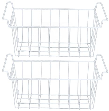 2 Pièces Bacs de Rangement pour Congélateur Coffre, Panier de Réfrigérateur pour Congélateur, Panier de Rangement en Fil de Congélateur, Support Métallique(L 42.5cm X W 24.5cm X H 20cm)