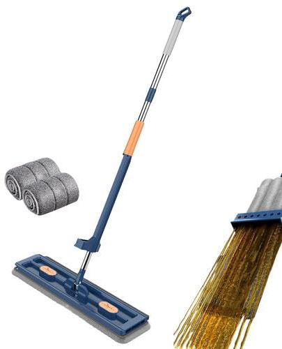 Eteslot roseionly Mopp-Flachmopp, großer flachmop, Flachmopp mit Wringer-Set, um 360 Grad drehbar, Verstellbarer Langer Edelstahlgriff mit 2 waschbaren Mikrofaser-Pads