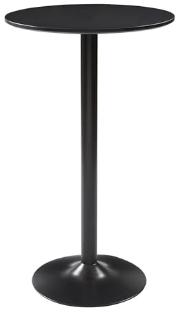 Panana Round Bar Table Black Counter Bistro Pub Tables 60CM Top for Cocktail Pub Coffee Tea Dining Outdoor (105CM Height)