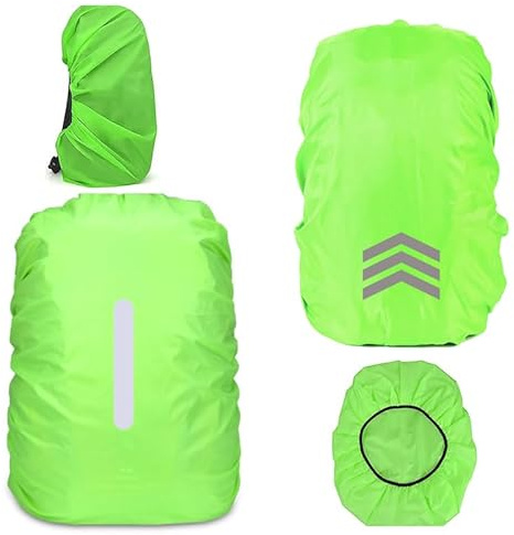 HORREX 18-30L Rucksack Regenschutz Fluoreszierend Grün Reflektierender Pfeil + Fluoreszierend Grün Vertikaler Streifen Regenschutz Schulranzen Rucksack Regenhüllen