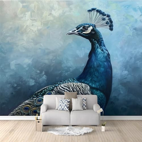 Papier Peint 3D Panoramique Paon Intissé Murale Tapisserie pour Salon Chambre Enfant Restaurant Couloir TV Fond Décor Mural 400 x 280 cm