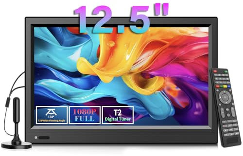 ZOSHING 12.5inch TV,Small tv with freeview Digital t2 Tuner-Headphone & HDMI & USB Ports and DC-12V in,for Mini Bedroom,Kitchen,Caravan