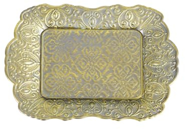 Funerom Schmucktablett im Vintage-Stil, 22,1 x 15,2 cm, verzinktes Metall