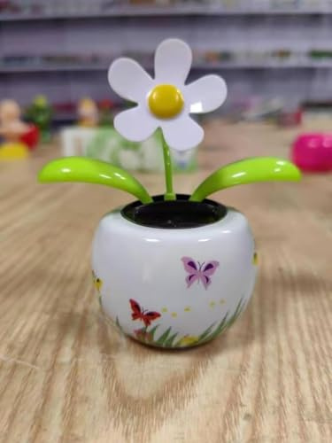 ZGLUZP White Solar Dancing Solar Powered Dancing White Flower in Colorful Shape Flip Flap Animated Bobblehead Dancer Window Sun Catcher Car Dashboard Decor Solar Power Kits