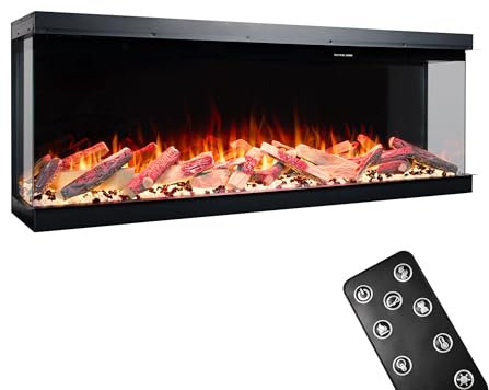 GLOW FIRE Elektrokamin LED E-Motion 3D 50 (Elektrokamineinsatz) - elektrischer Kamin mit Heizung, Multicolor-LEDs & Fernbedienung - Kamineinsatz zum Einbau, 1.500 W, 127 x 53,3 x 33,2 cm, Schwarz