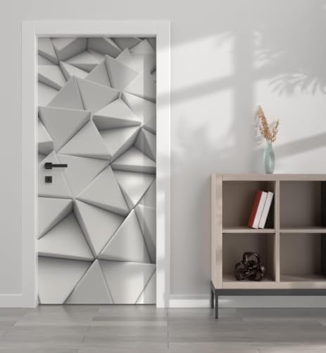 Türtapete Selbstklebend 95 x 210 cm Weiß Türaufkleber Geometrie Türposter PVC Wandaufkleber Wasserdichte 3D Fototapete Türfolie Poster Tapete Türbilder Für Türwand Dekoration E188
