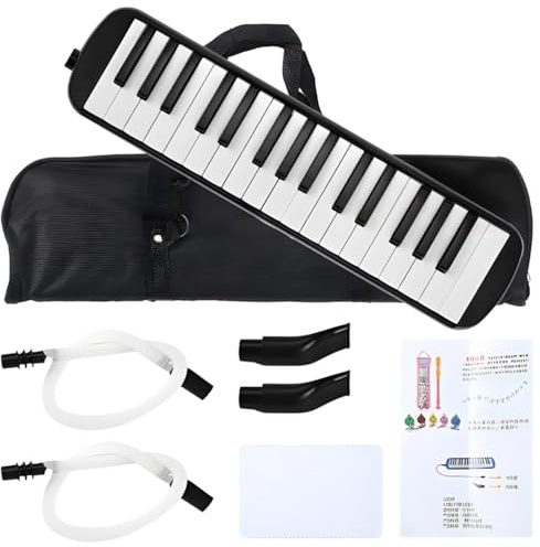 Melodica Instrument mit 32 Tasten, Air Piano Keyboard, tragbare schwarze Melodica mit Tragetasche, ideal für Musikliebhaber und Anfänger