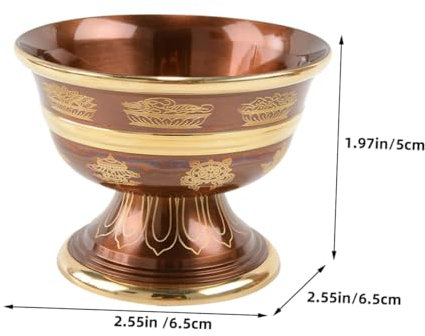 Warmhm Coppa Per Offerte in Rame Ciotola Rituale Decorativa Contenitore Per Acqua Del Tempio Ciotola Per Fumigazioni Coppa Per Meditazione