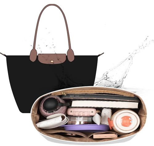 Astonatick Organizer für Longchamp L, Taschenorganizer für Longchamp L, Taschen Organizer Shopper für longchamp Le pliage L, Multifunktionalen Dupontpaper Handtaschen Organizer mit Becherhalter, Weiß