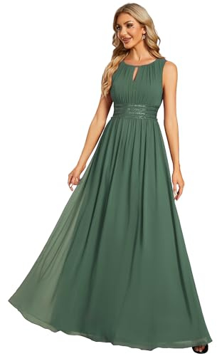 Ever-Pretty Abiti da Sera Donna Girocollo Senza Maniche Gonna A Trapezio Gonna Lunga Abito Elegante Donna Cerimonia ES01955