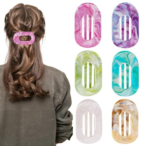Tarqite Lot de 6 pinces à cheveux pour femme - Bec de canard - Pince à cheveux plate - Pince à cheveux plate - Dégradé - Grande pince à cheveux pour le quotidien et le sport