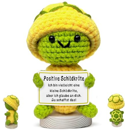 Pocket Hug Positive Schildkröte, Kreative Strickwolle Schildkröte Figur | Kleine Umarmung Glücksbringer, Geschenke zur Einschulung,Schulanfang Geschenke, MutmacherGeschenk, Gute BesserungGeschenk