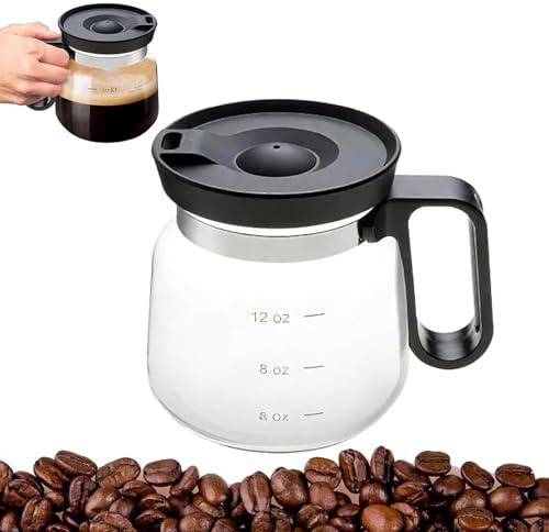 16 Oz Glass Coffee Mug – Coffee Pot Style, Comes with a Straw-Type Travel Lid, Heatproof Large Capacity (1pcs)