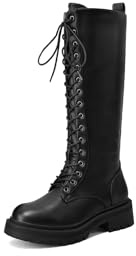 QUEEN HELENA Anfibi Stivali Alti con Zip Donna X33-67 (Nero Pu, Taglia unica, Sistema Taglie Calzature EU, Adulto, Donna, Numero, Media, 35)
